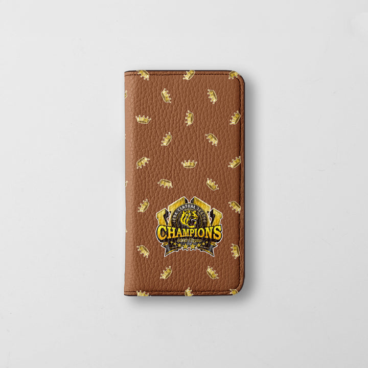 【期間限定】阪神タイガース × COVERARY 2026リーグ優勝ロゴ 総柄 本革 32色 イタリアンシュリンクレザー 手帳型ケース
