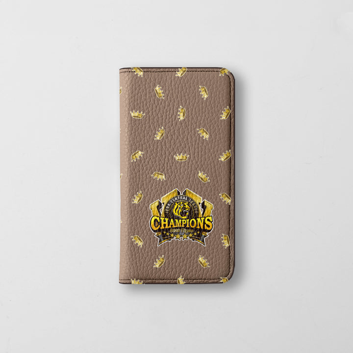 【期間限定】阪神タイガース × COVERARY 2026リーグ優勝ロゴ 総柄 本革 32色 イタリアンシュリンクレザー 手帳型ケース