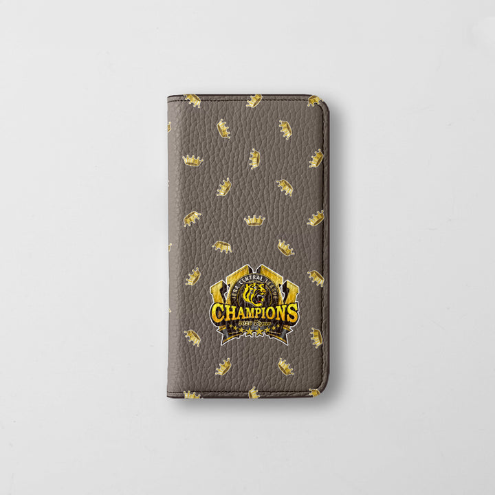 【期間限定】阪神タイガース × COVERARY 2026リーグ優勝ロゴ 総柄 本革 32色 イタリアンシュリンクレザー 手帳型ケース