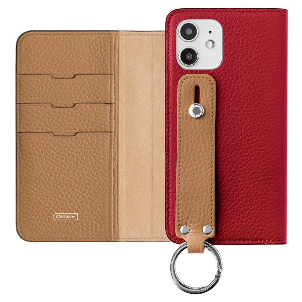 Genuine leather 32 colors Italian shrink leather bicolor hand belt attached notebook-style case AQUOS series