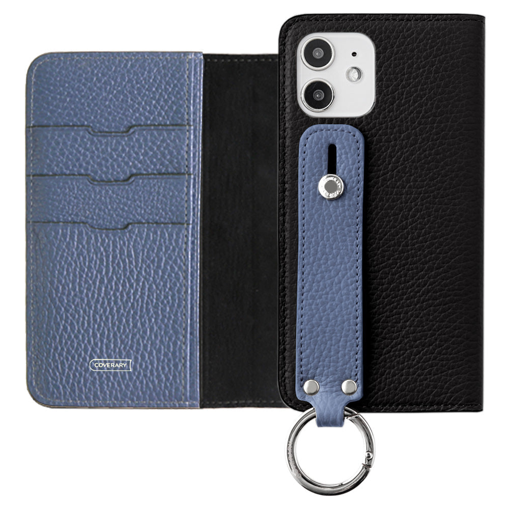 Genuine leather 32 colors Italian shrink leather bicolor hand belt attached notebook-style case iPhone series