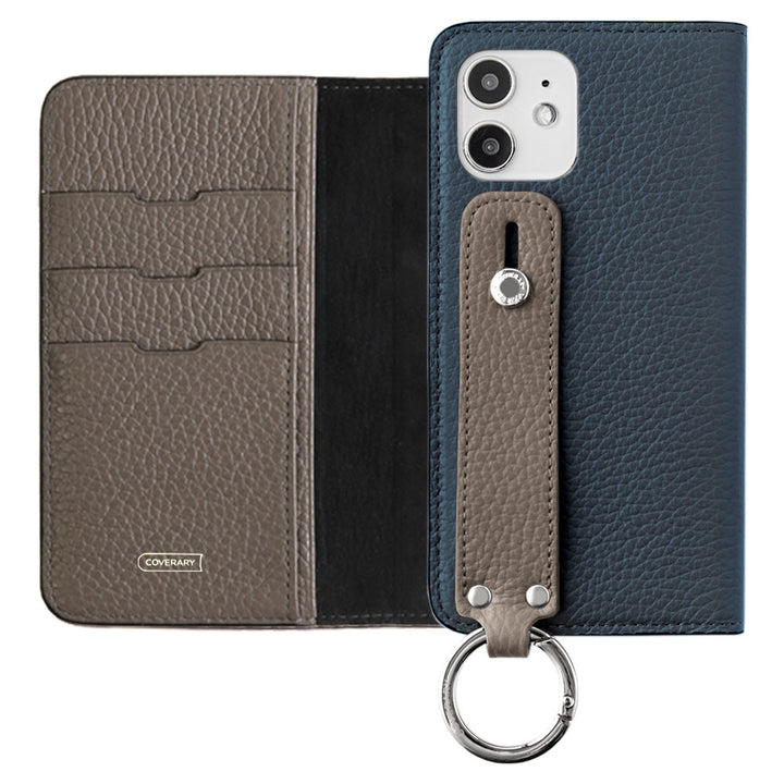 Genuine leather 32 colors Italian shrink leather bicolor hand belt attached notebook-style case AQUOS series