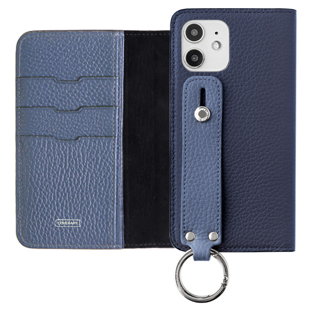Genuine leather 32 colors Italian shrink leather bicolor hand belt attached notebook-style case iPhone series