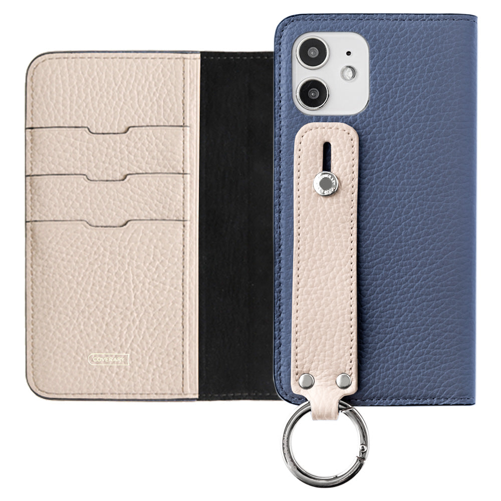 Genuine leather 32 colors Italian shrink leather bicolor hand belt attached notebook-style case AQUOS series