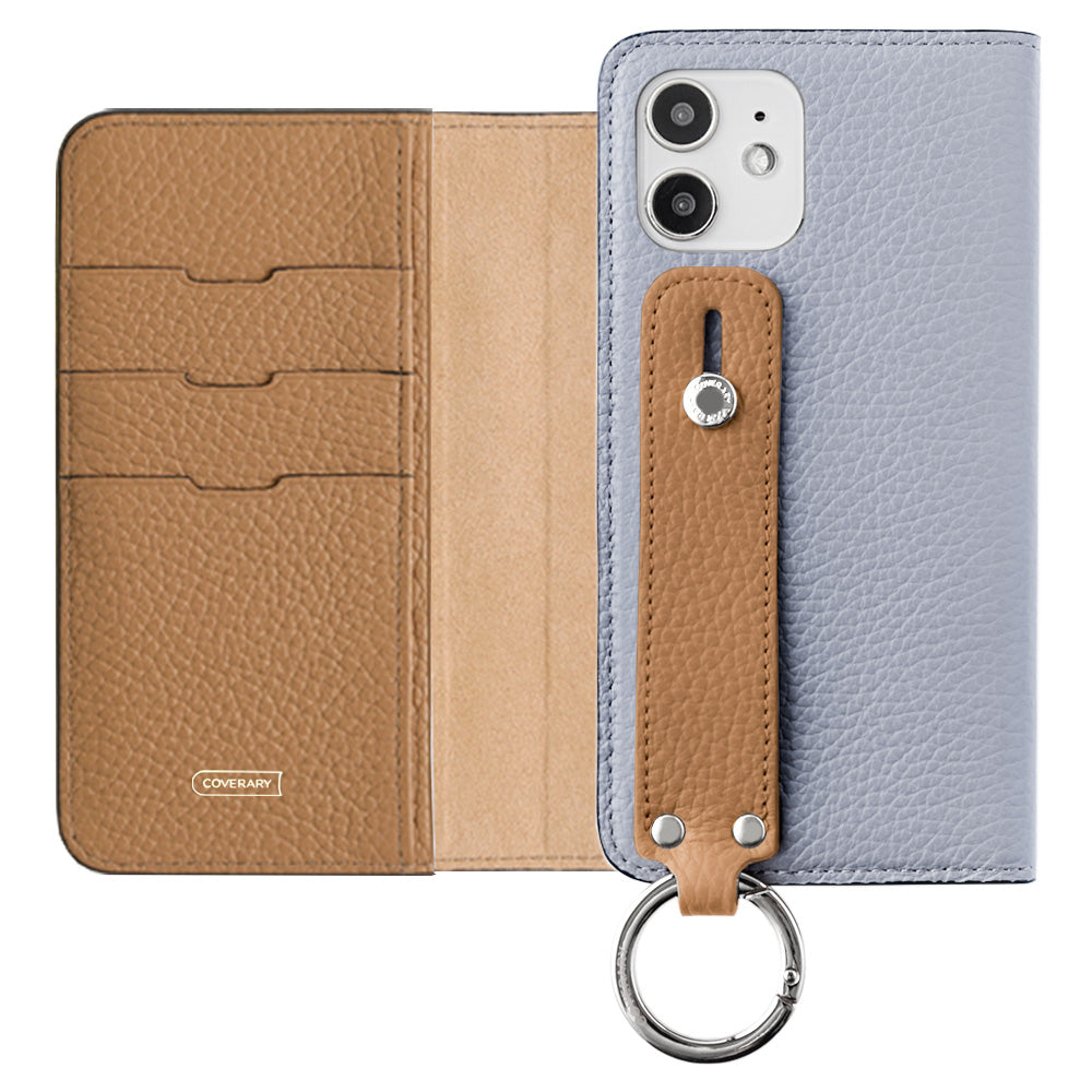Genuine leather 32 colors Italian shrink leather bicolor hand belt attached notebook-style case AQUOS series