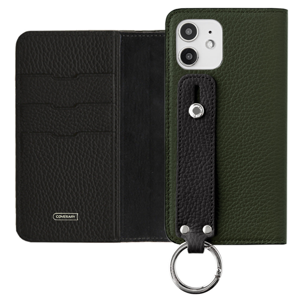 Genuine leather 32 colors Italian shrink leather bicolor hand belt attached notebook-style case iPhone series