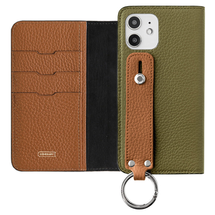 Genuine leather 32 colors Italian shrink leather bicolor hand belt attached notebook-style case AQUOS series