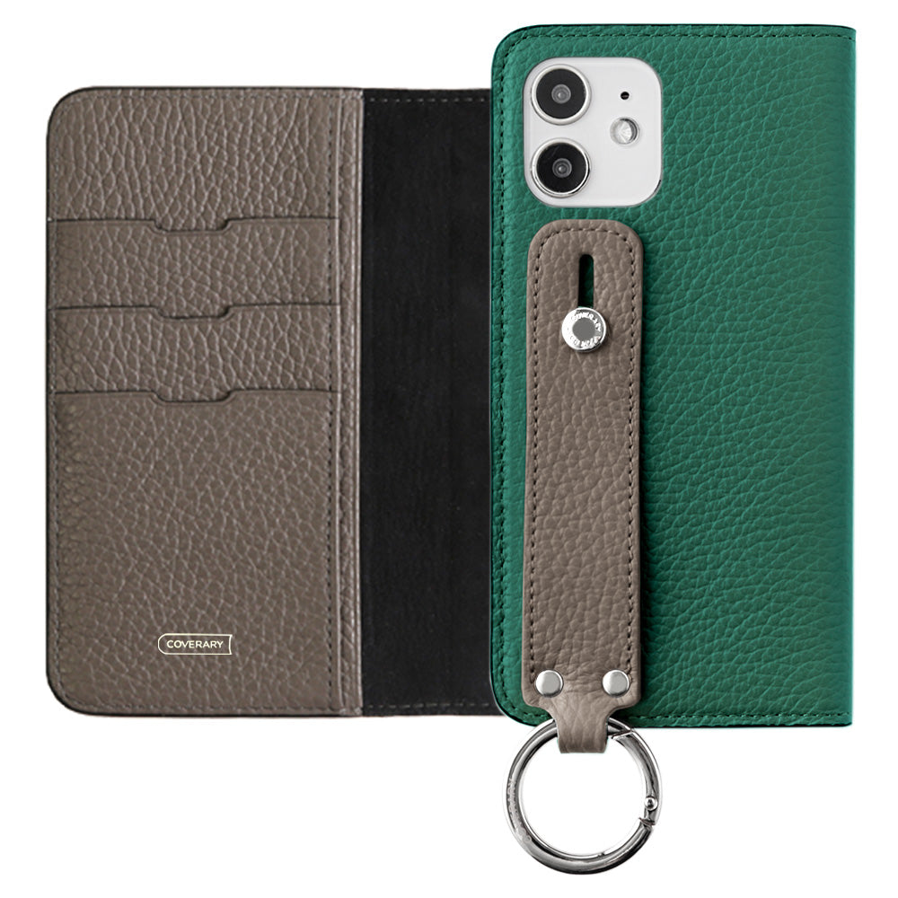 Genuine leather 32 colors Italian shrink leather bicolor hand belt attached notebook-style case AQUOS series