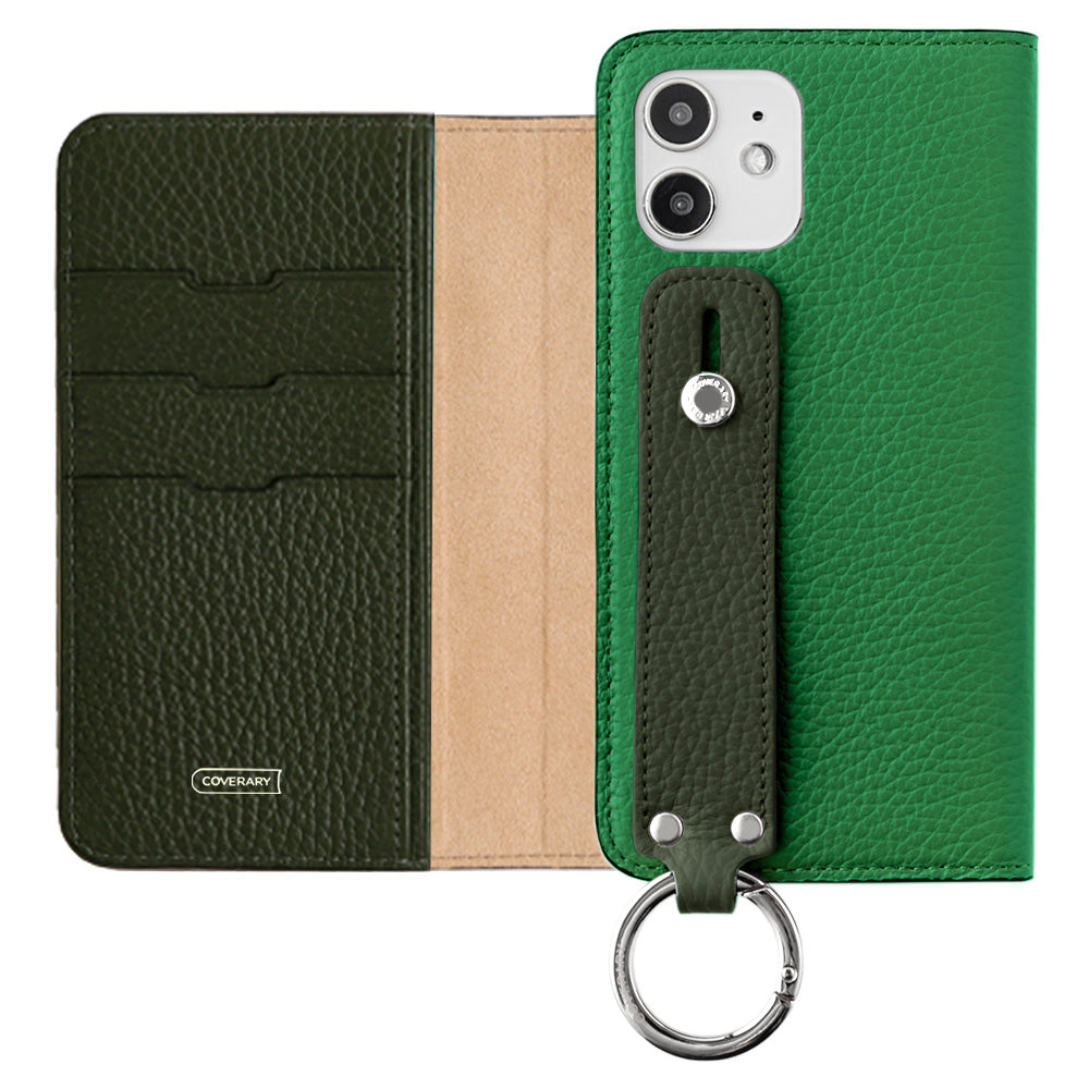 Genuine leather 32 colors Italian shrink leather bicolor hand belt attached notebook-style case AQUOS series