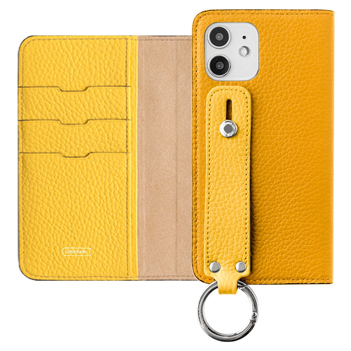 Genuine leather 32 colors Italian shrink leather bicolor hand belt attached notebook-style case iPhone series