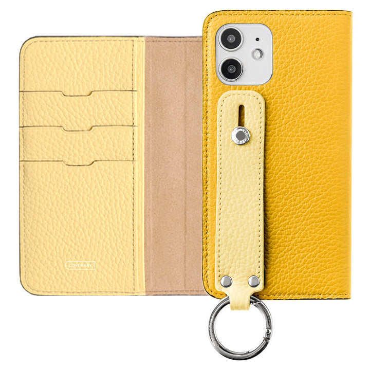 Genuine leather 32 colors Italian shrink leather bicolor hand belt attached notebook-style case iPhone series