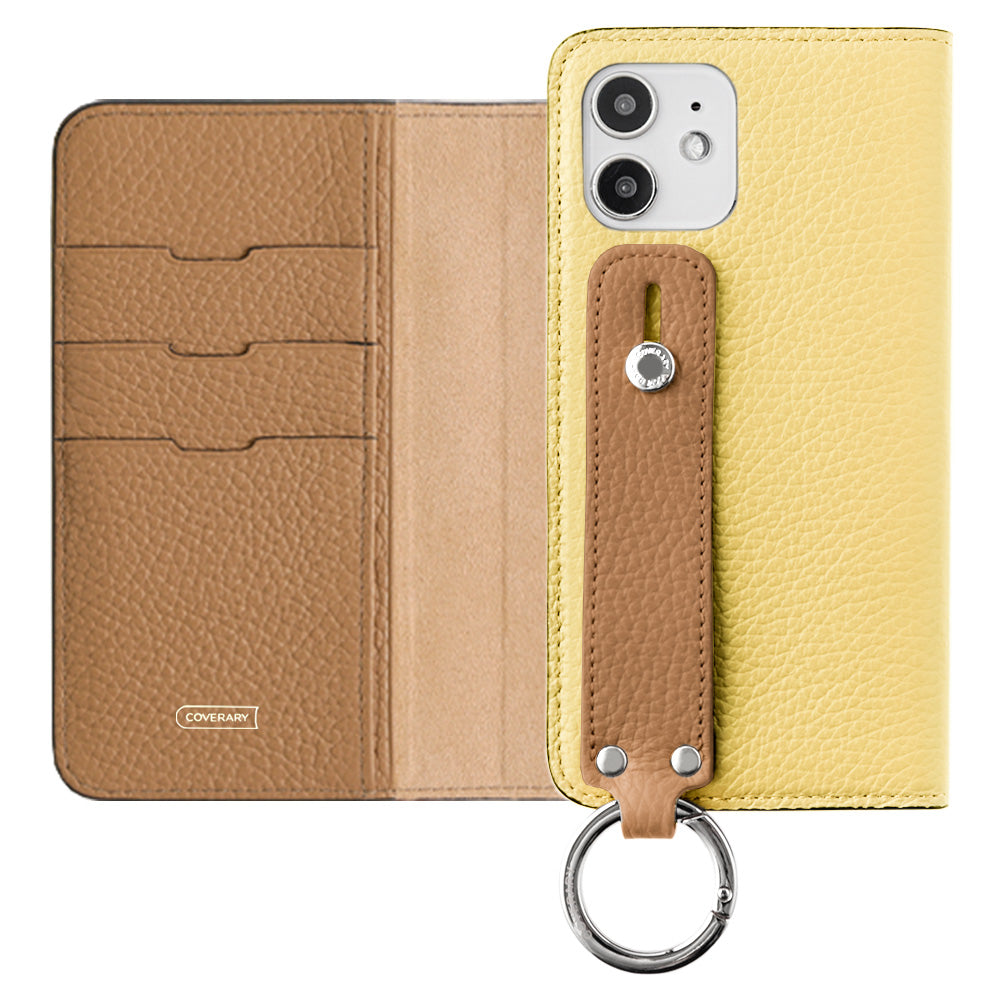 Genuine leather 32 colors Italian shrink leather bicolor hand belt attached notebook-style case iPhone series