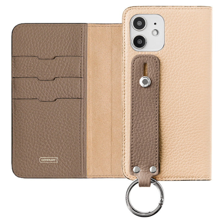 Genuine leather 32 colors Italian shrink leather bicolor hand belt attached notebook-style case iPhone series