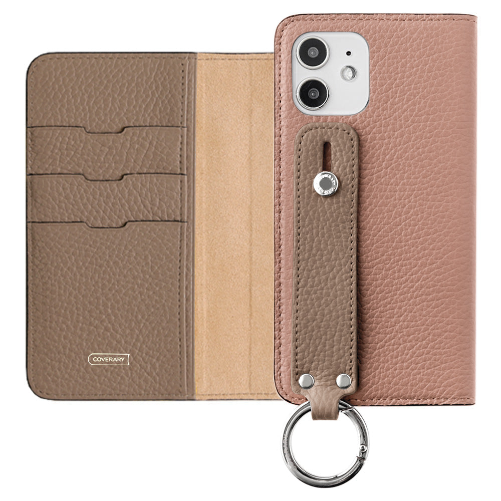 Genuine leather 32 colors Italian shrink leather bicolor hand belt attached notebook-style case iPhone series