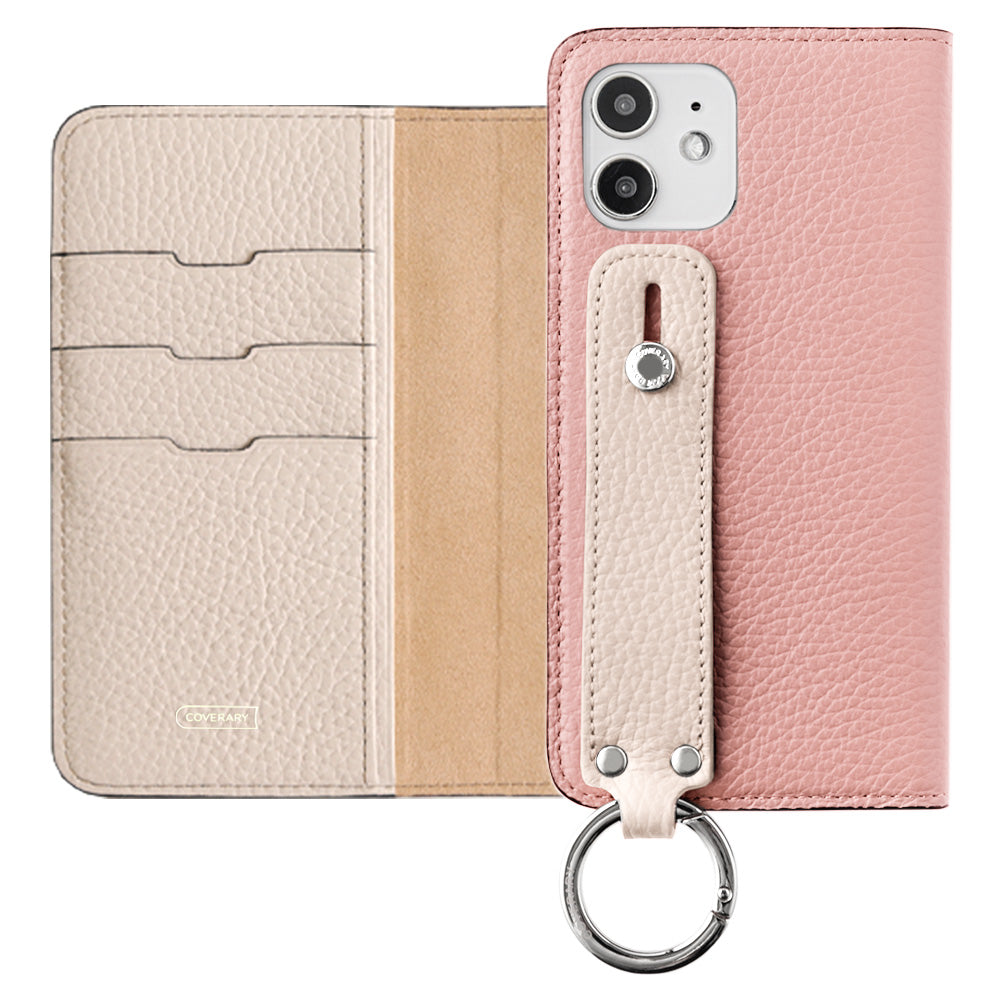 Genuine leather 32 colors Italian shrink leather bicolor hand belt attached notebook-style case iPhone series