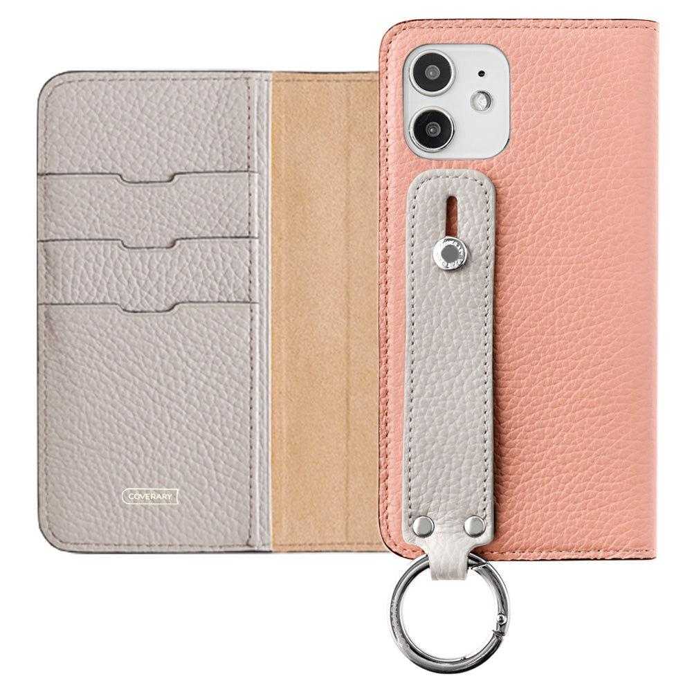 Genuine leather 32 colors Italian shrink leather bicolor hand belt attached notebook-style case AQUOS series