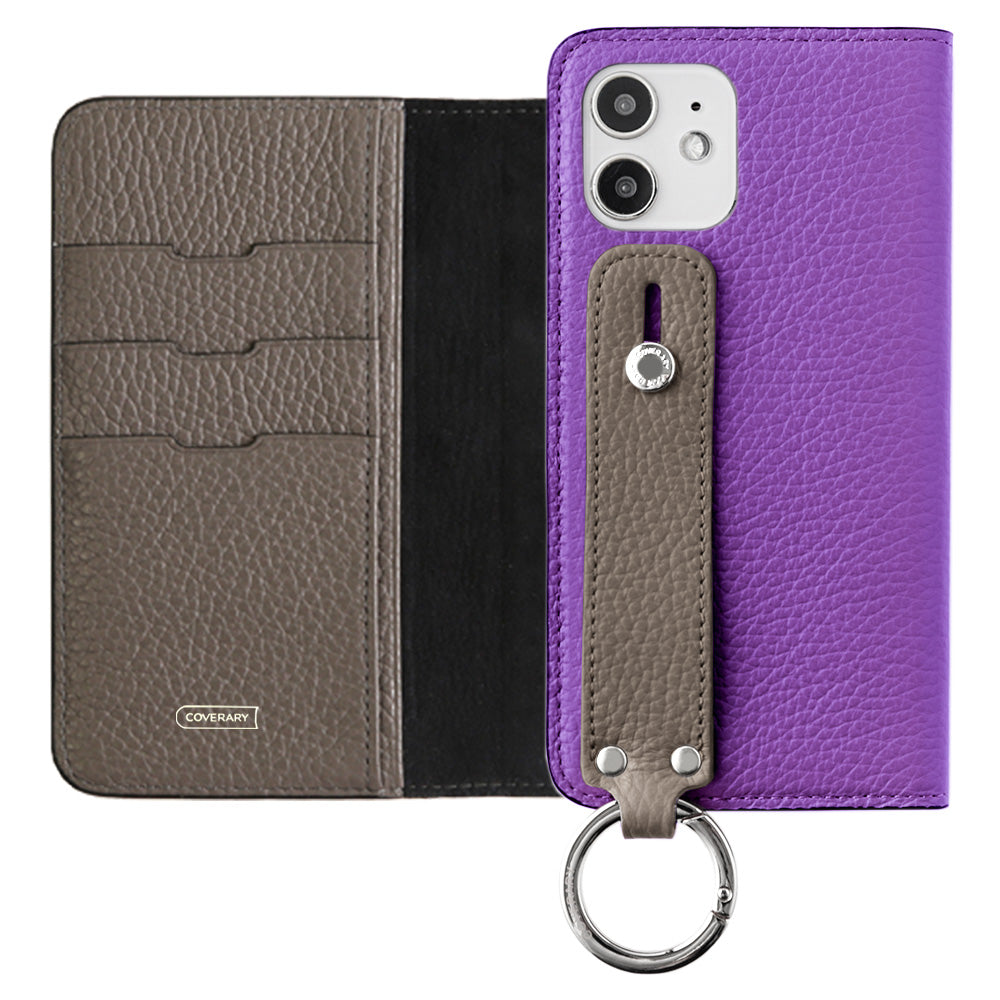 Genuine leather 32 colors Italian shrink leather bicolor hand belt attached notebook-style case AQUOS series