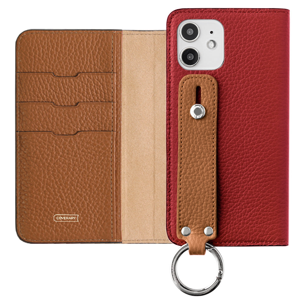 Genuine leather 32 colors Italian shrink leather bicolor hand belt attached notebook-style case AQUOS series