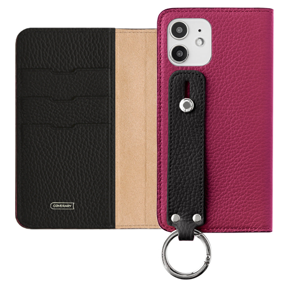 Genuine leather 32 colors Italian shrink leather bicolor hand belt attached notebook-style case AQUOS series