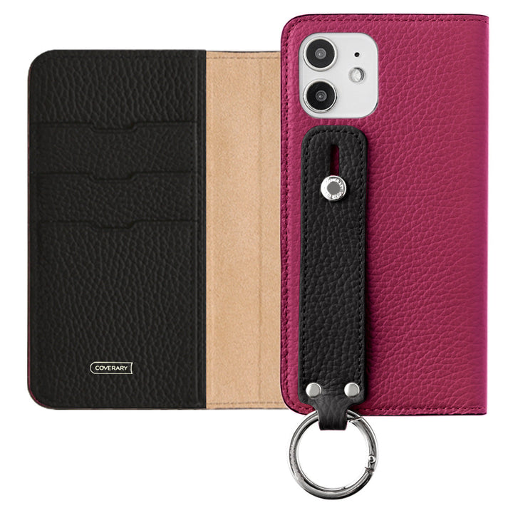 Genuine leather 32 colors Italian shrink leather bicolor hand belt attached notebook-style case AQUOS series