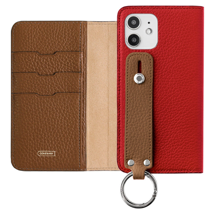 Genuine leather 32 colors Italian shrink leather bicolor hand belt attached notebook-style case AQUOS series