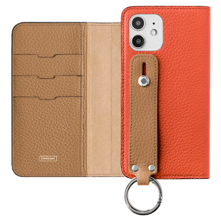 Genuine leather 32 colors Italian shrink leather bicolor hand belt attached notebook-style case AQUOS series