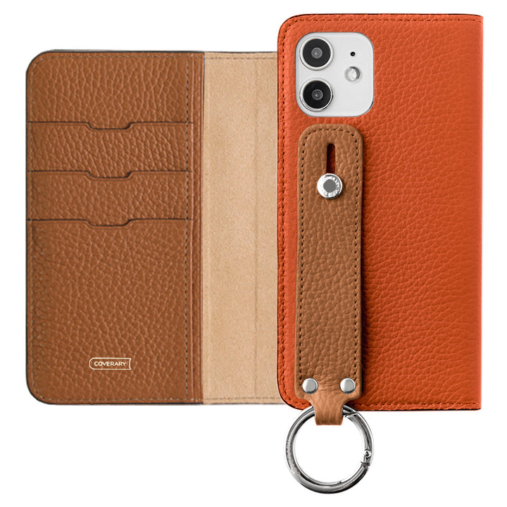 Genuine leather 32 colors Italian shrink leather bicolor hand belt attached notebook-style case AQUOS series