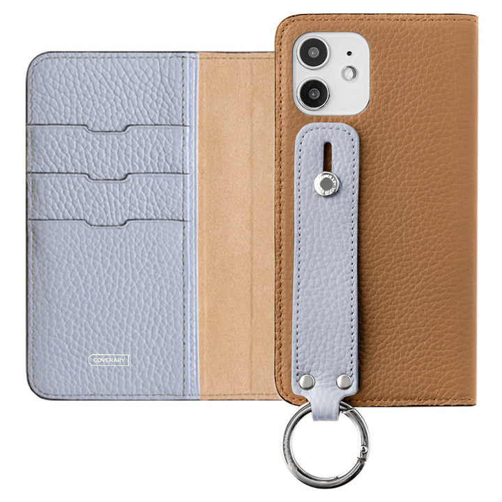 Genuine leather 32 colors Italian shrink leather bicolor hand belt attached notebook-style case iPhone series