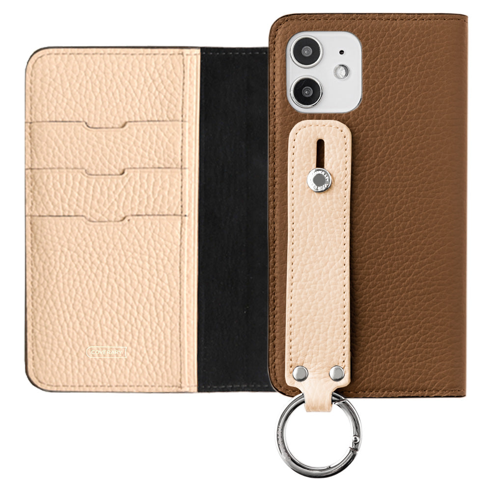Genuine leather 32 colors Italian shrink leather bicolor hand belt attached notebook-style case AQUOS series