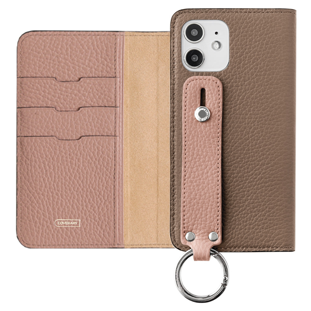 Genuine leather 32 colors Italian shrink leather bicolor hand belt attached notebook-style case AQUOS series