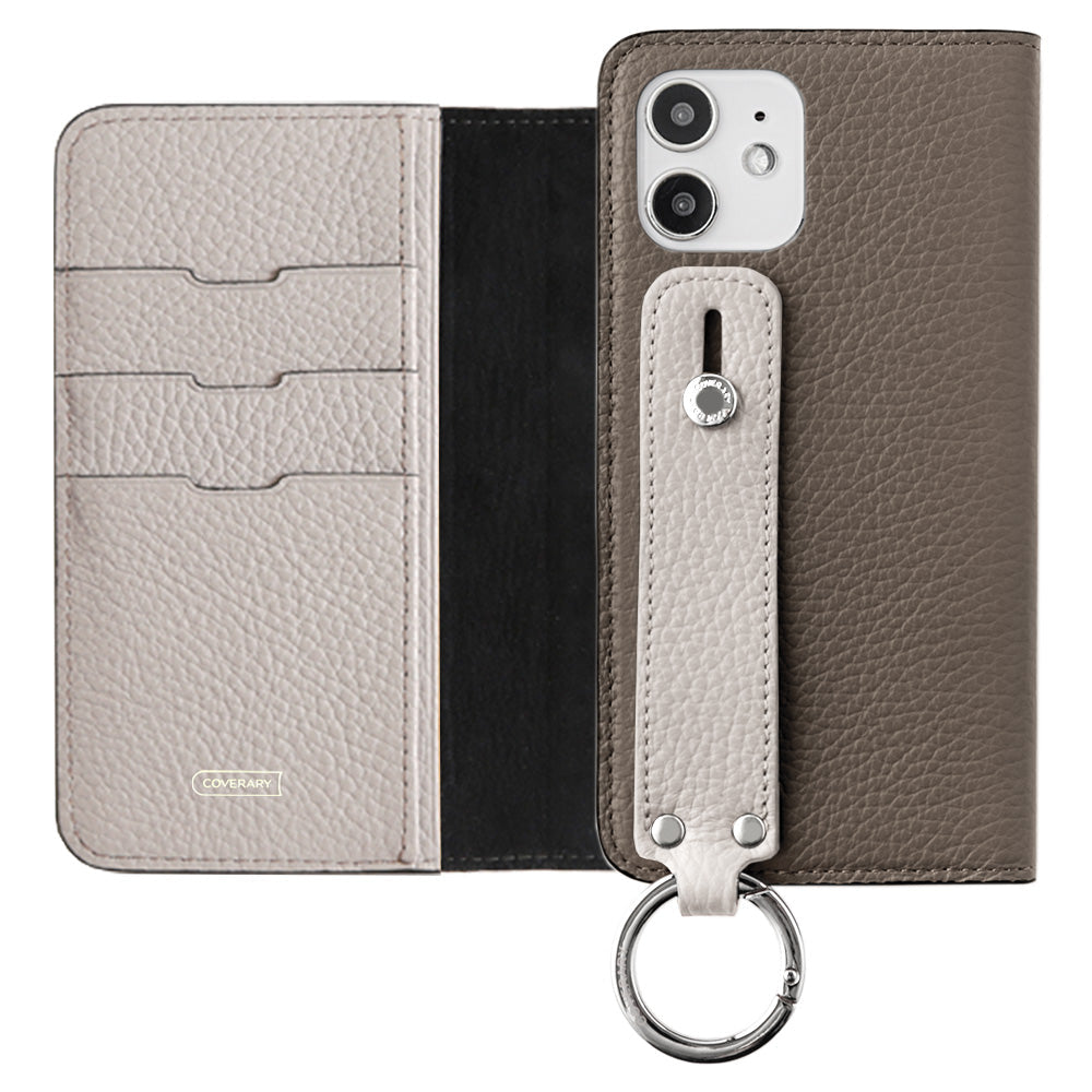 Genuine leather 32 colors Italian shrink leather bicolor hand belt attached notebook-style case AQUOS series