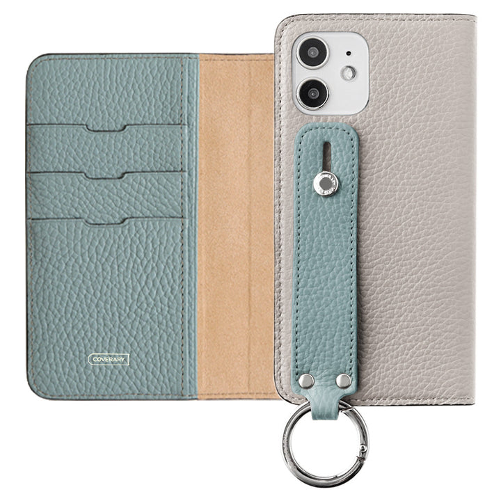 Genuine leather 32 colors Italian shrink leather bicolor hand belt attached notebook-style case AQUOS series