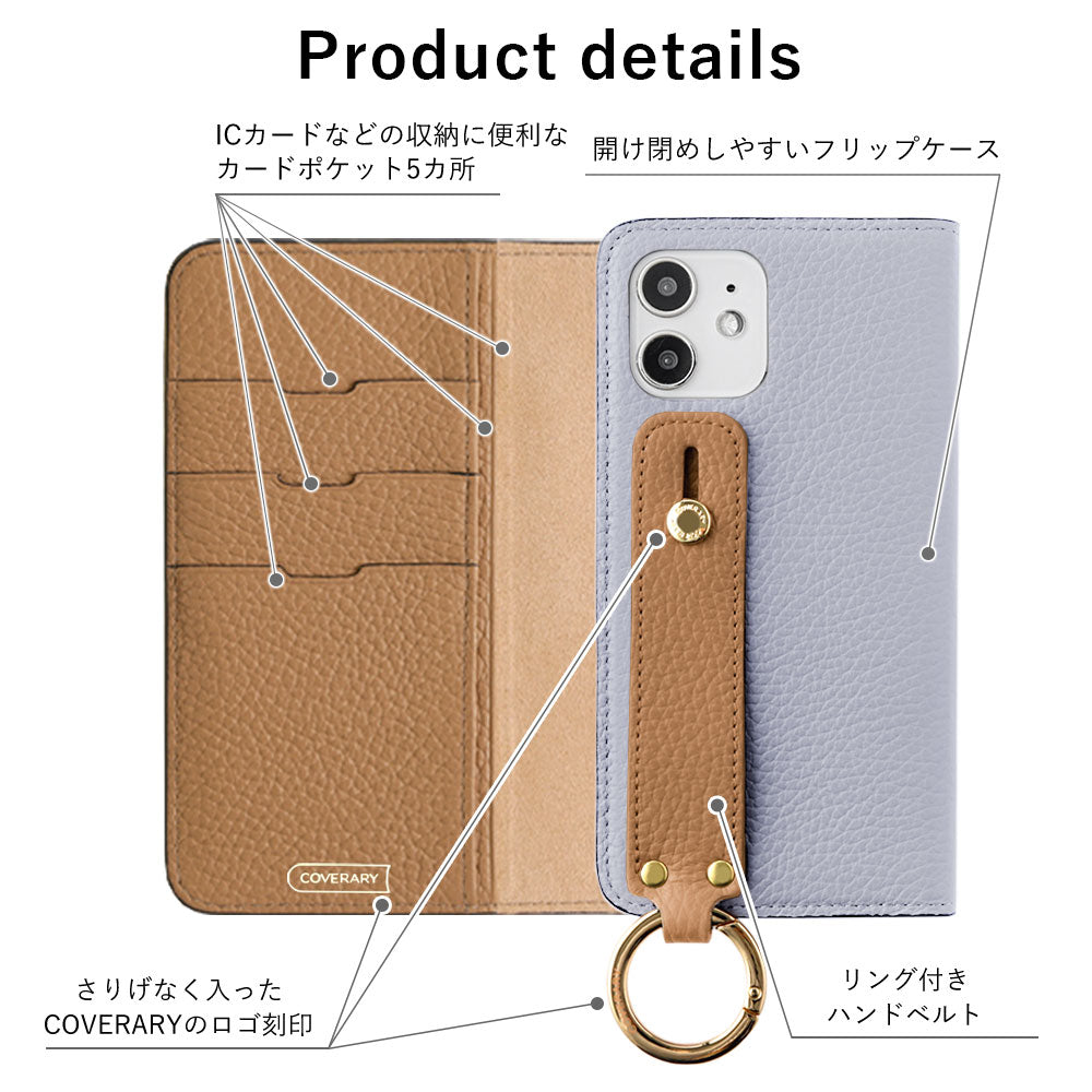 Genuine leather 32 colors Italian shrink leather bicolor hand belt attached notebook-style case iPhone series