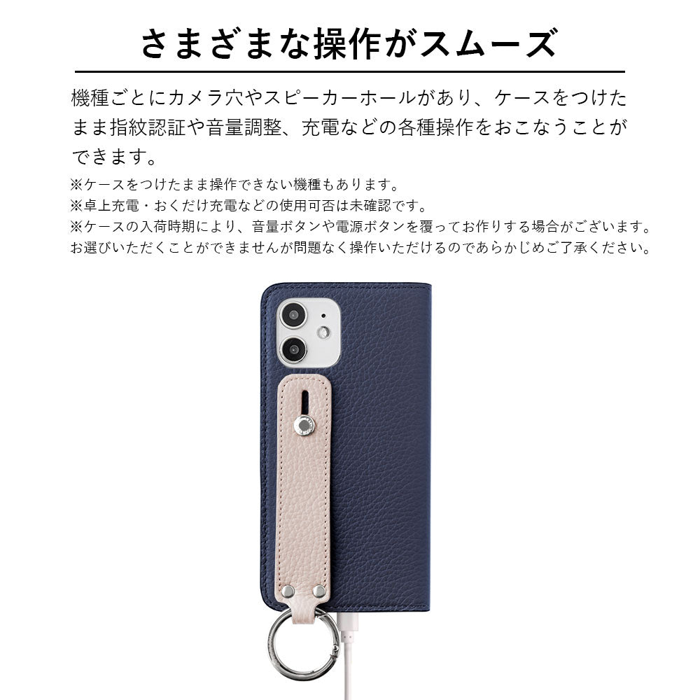 Genuine leather 32 colors Italian shrink leather bicolor hand belt attached notebook-style case iPhone series