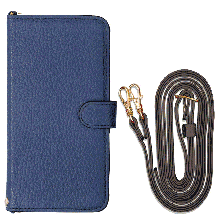 Self-designed shoulder strap wallet case genuine leather 32 colors Italian shrink leather