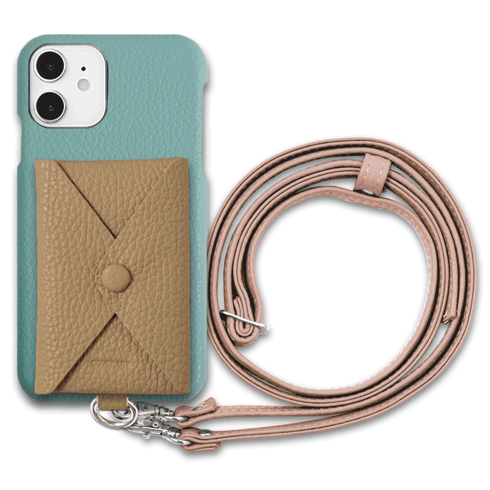 Self-designed shoulder strap pocket back case genuine leather 32