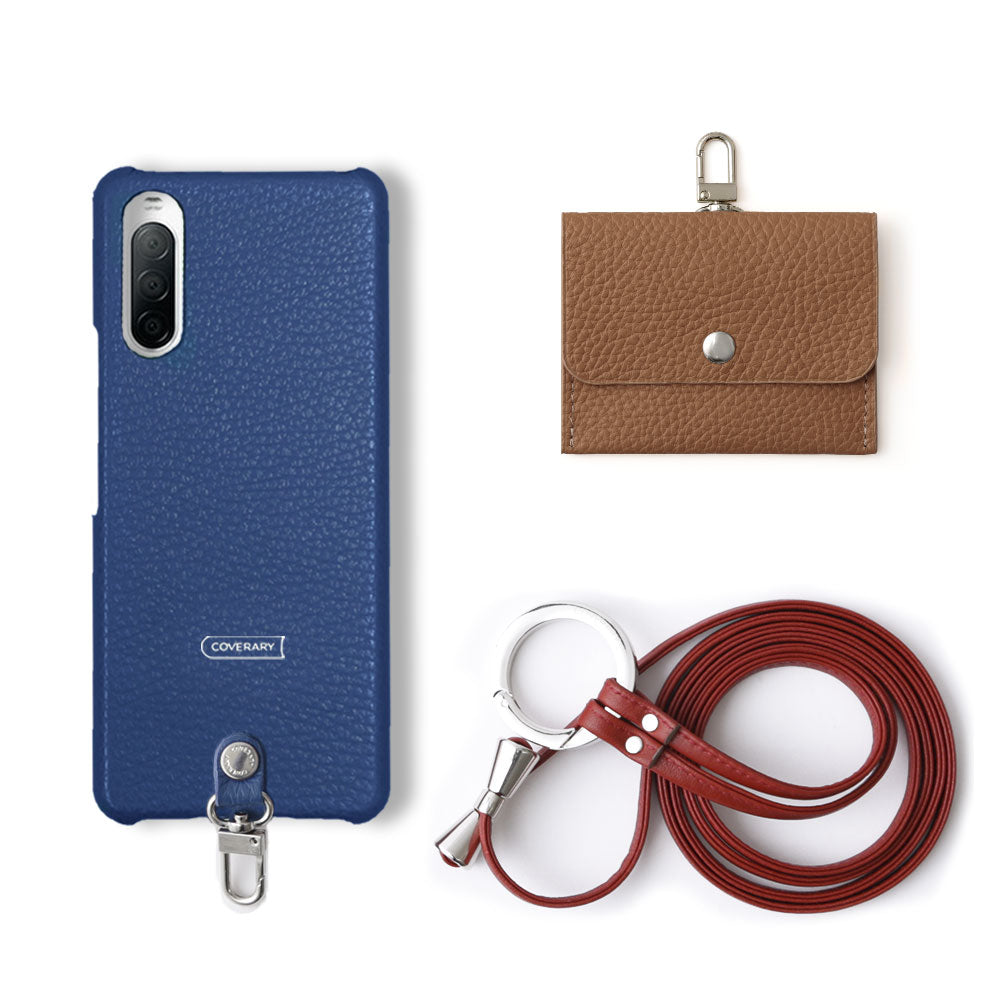 Genuine leather Italian shrink leather 3-piece set A with earphone case & ring shoulder strap back case for Google Pixel series