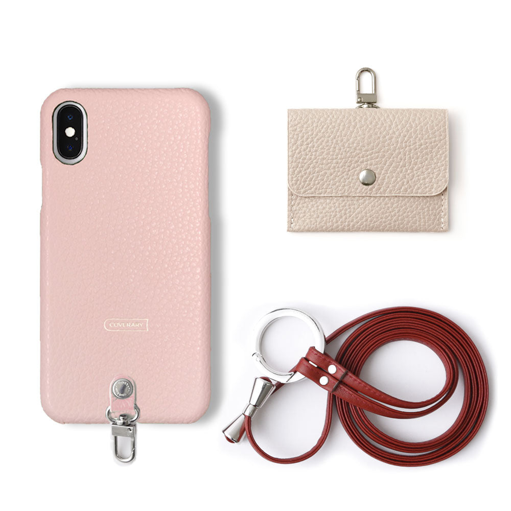 本革 イタリアンシュリンクレザー 3点セットA イヤホンケース&リングショルダーストラップ付き 背面ケース Xperiaシリーズ