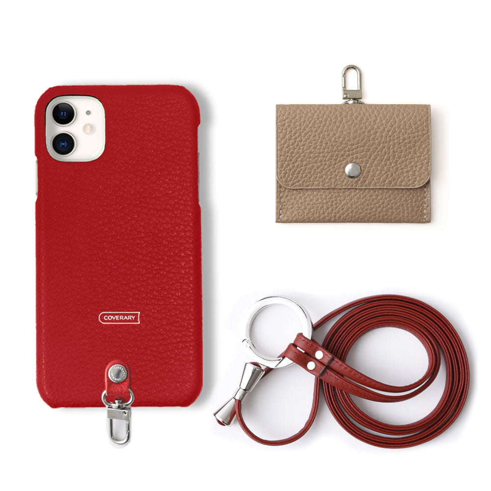 Genuine leather Italian shrink leather 3-piece set A with earphone case & ring shoulder strap back case for Google Pixel series