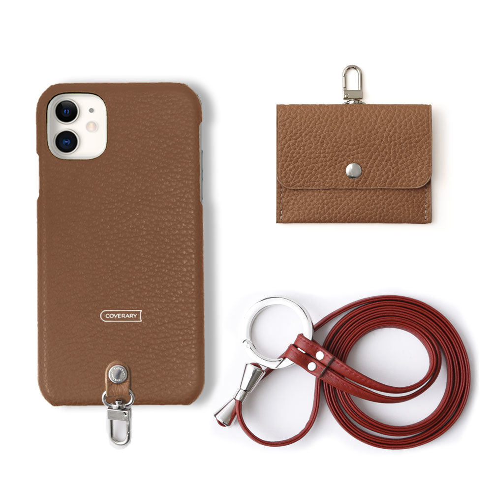 Genuine leather Italian shrink leather 3-piece set A with earphone case & ring shoulder strap back case for Google Pixel series