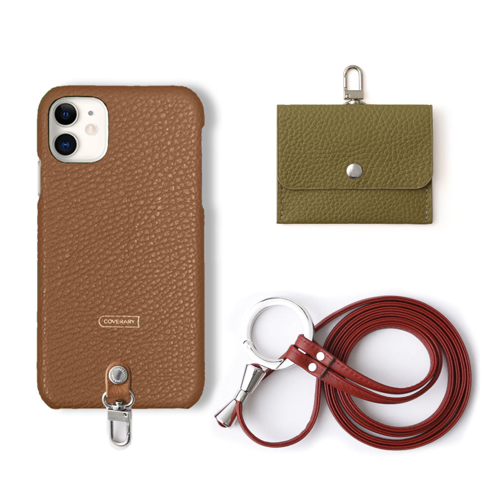 Genuine leather Italian shrink leather 3-piece set A with earphone case & ring shoulder strap back case for Google Pixel series