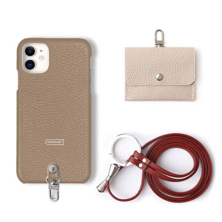 Genuine leather Italian shrink leather 3-piece set A with earphone case & ring shoulder strap back case for Google Pixel series