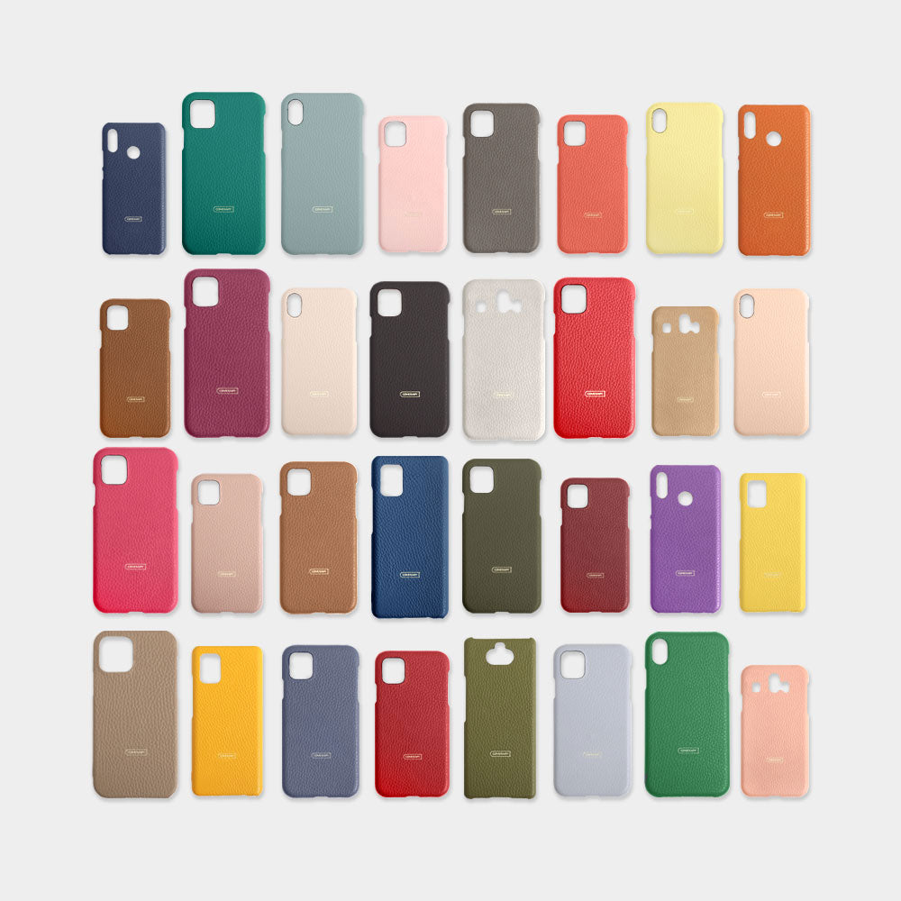 Genuine leather Italian shrink leather 3-piece set A with earphone case & ring shoulder strap, back case for iPhone series