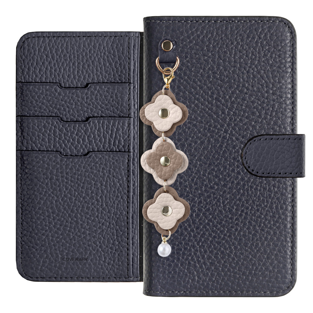 Genuine Leather 32 Colors Italian Shrink Leather Triple Flower Charm Wallet Case (With Belt) Xperia Series