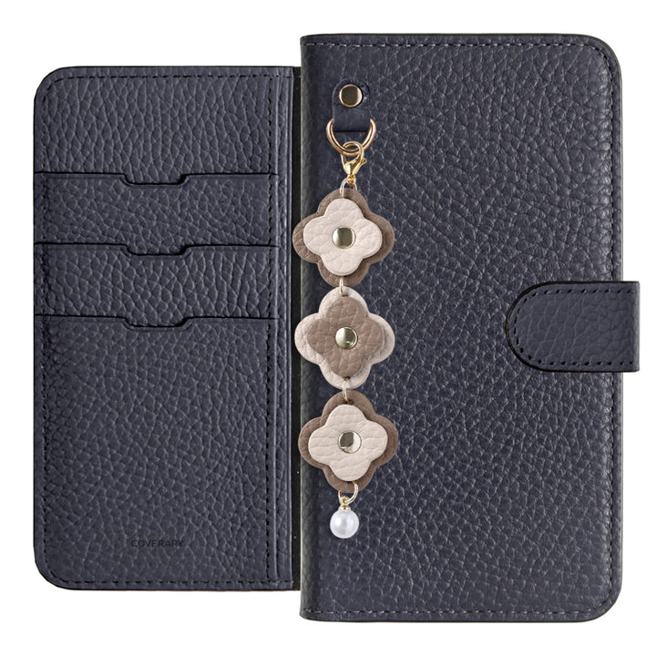 Genuine Leather 32 Colors Italian Shrink Leather Triple Flower Charm Wallet Case (With Belt) Xperia Series