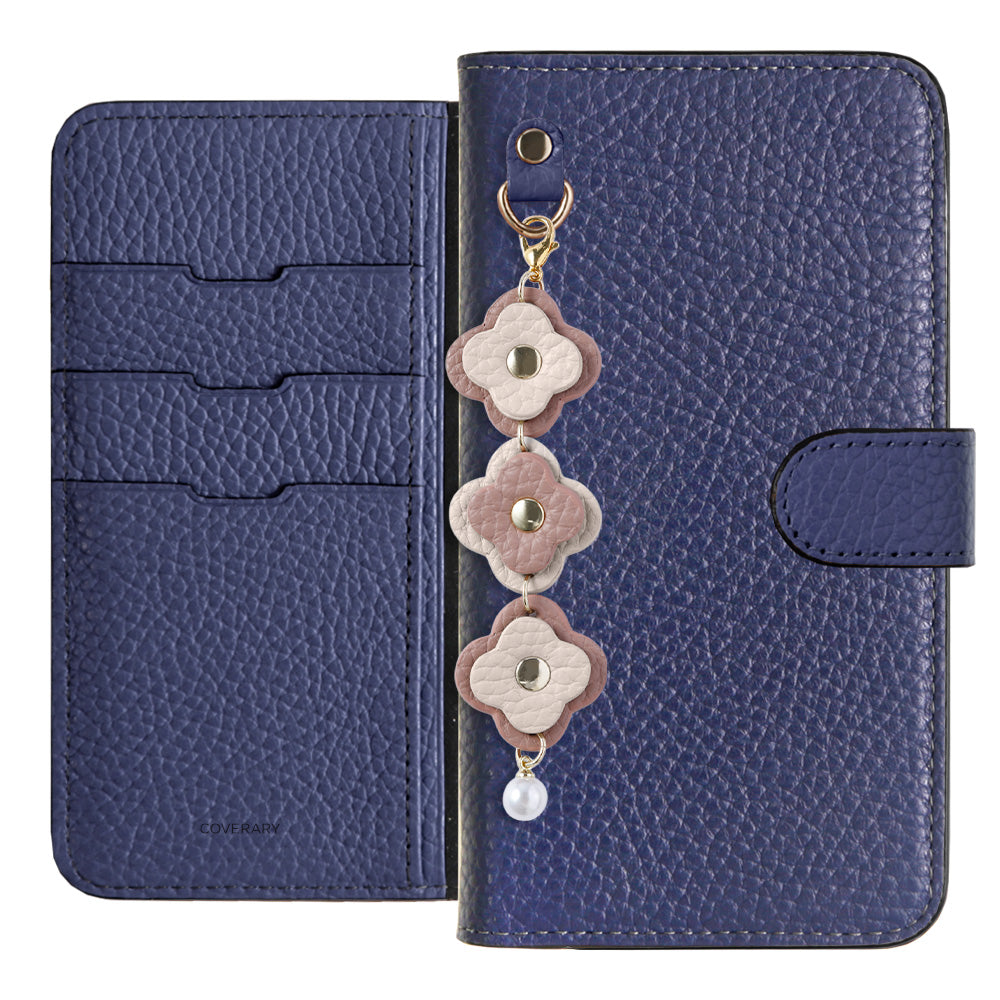 Genuine Leather 32 Colors Italian Shrink Leather Triple Flower Charm Wallet Case (With Belt) Xperia Series