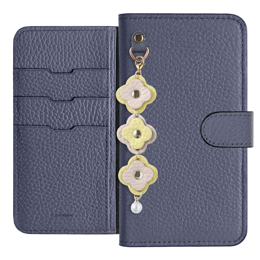 Genuine Leather 32 Colors Italian Shrink Leather Triple Flower Charm Wallet Case (With Belt) Xperia Series