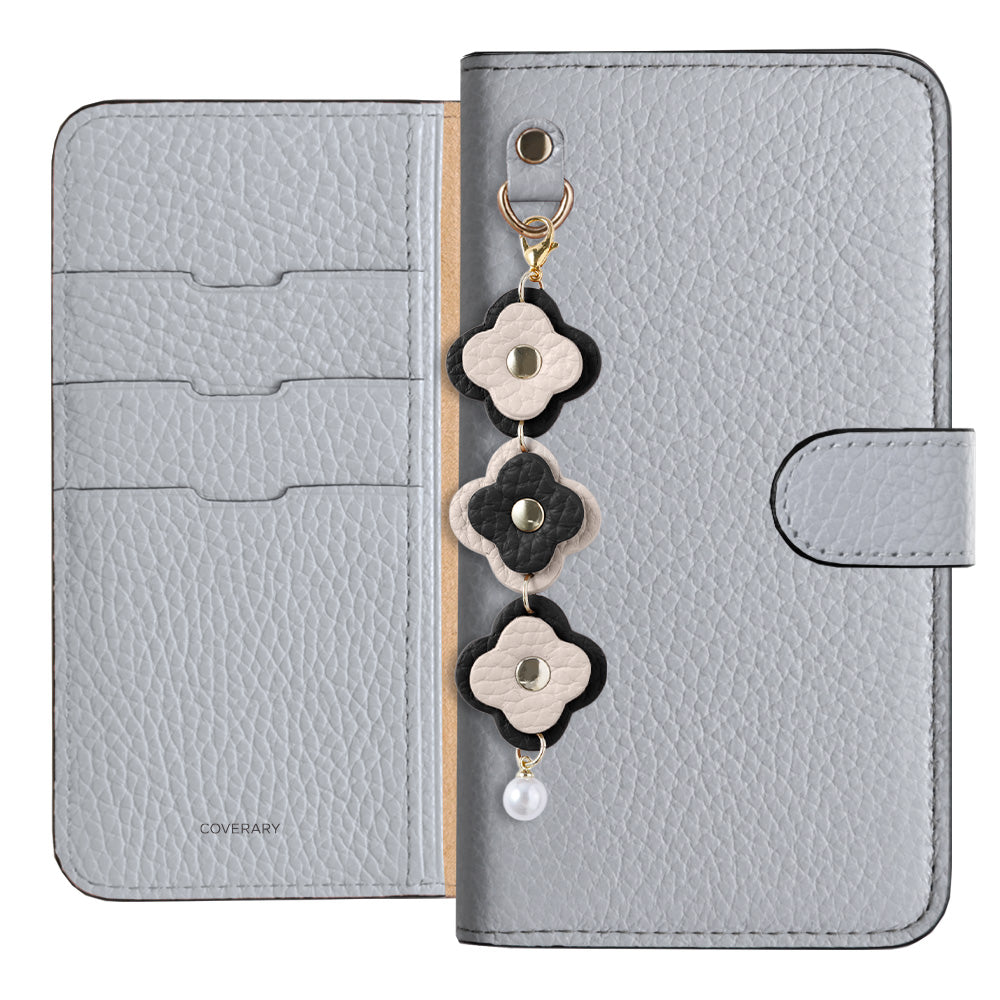 Genuine Leather 32 Colors Italian Shrink Leather Triple Flower Charm Wallet Case (With Belt) Xperia Series