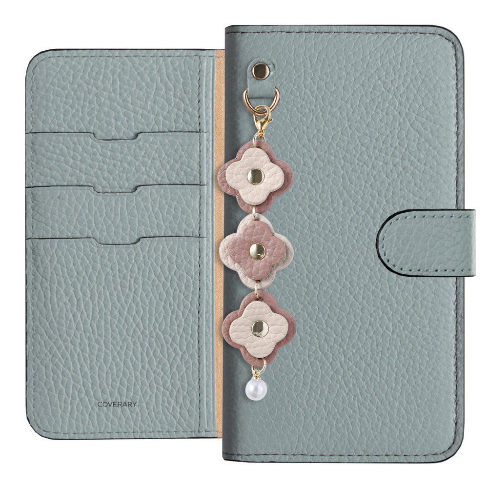 Genuine Leather 32 Colors Italian Shrink Leather Triple Flower Charm Wallet Case (With Belt) Xperia Series