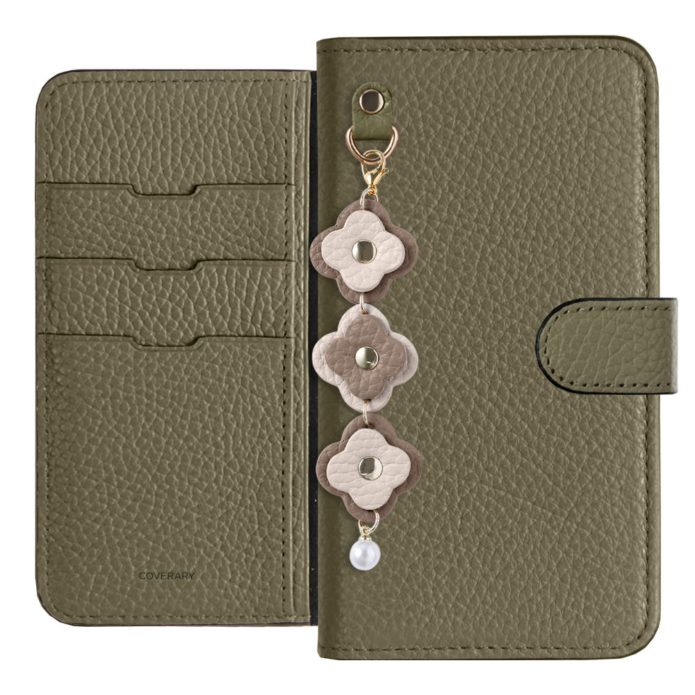 Genuine Leather 32 Colors Italian Shrink Leather Triple Flower Charm Wallet Case (With Belt) Xperia Series